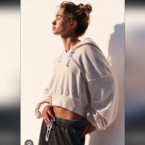 FP Movement Free People Women's  Mild Crop Hoodie Playbook Large New Tan Cream